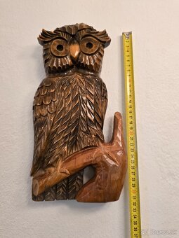 Drevená nástenná socha - sova - 2