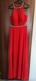 Dlhé červené spoločenské šaty č. 38 - ples, svadba, stužková - 2