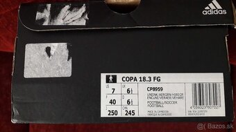 Predám kopačky Adidas COPA 18,3 FG, veľ. UK 6 1/2 - 2