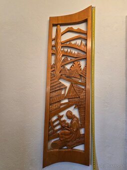 Drevený obraz slovenská dedina - 2