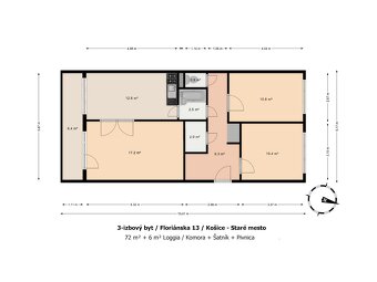 Pražský 3-izb. byt (72m² + 6m Loggia) CENTRUM / Floriánska - 2