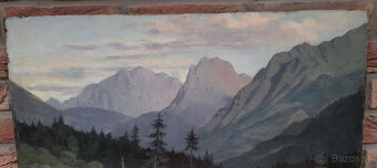 Starý obraz horská krajina dat. 1897 - 2