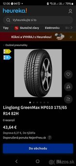 2ks zanovne letne pneumatiky  175/65 r14 dot2023 - 2