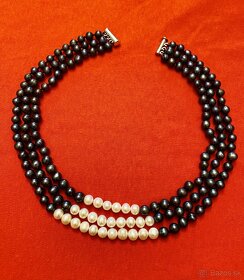 Trojradový perlový náhrdelník - pravé perly - 2