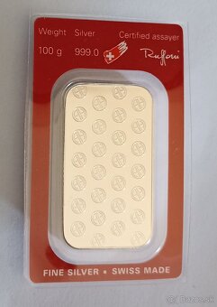 100 g strieborná tehlička Argon Heraeus - 2