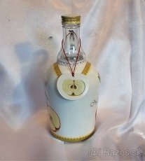 Fľaša na pálenku Jabĺčka s uškom, čipkou a visačkou - 2