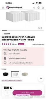 2x iba zmontovaný závesný nočný stolík + DOVOZ ZDARMA - 2