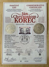 Ján Chryzostom Korec 10€ PROOF + 10€ BK + Pamätný list - 2