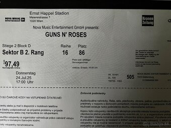 Guns N’ Roses 2ks listky - 2