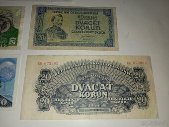 BANKOVKY 20 KČS 1944-1994, 5 RŮZNÝCH EMISÍ, NEPERF. - 2