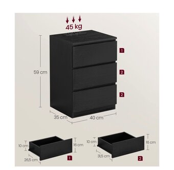 2x nočné stoliky s USB a zasuvkami - 2