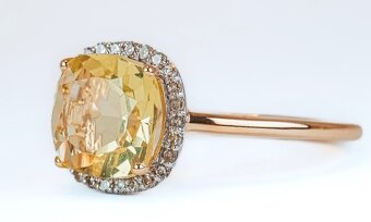 Zlatý Prsteň diamanty a Peridot - 2