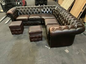 Kožený gauč s taburetkami na predaj - 2