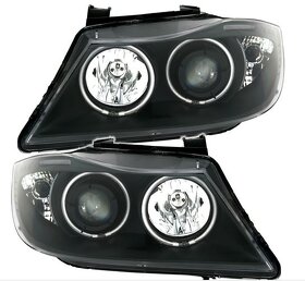 BMW E90, E91 predné svetlá CCFL Angel Eyes čierne, nové - 2