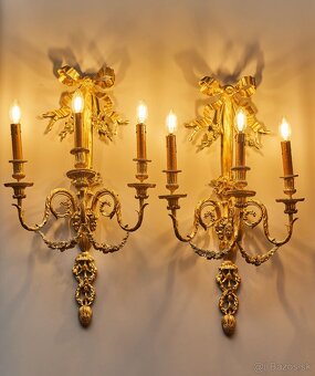 Luxusné nástenné lampy neoklasicistické – pozlátený bronz - 2