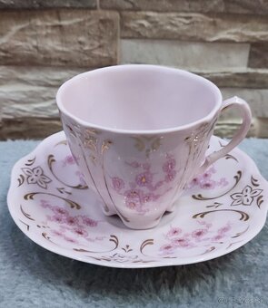 Růžový porcelán, šálek s podšálkem, Chodov - 2