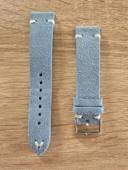 kožený remienok suede semiš 20mm bledo modry - 2