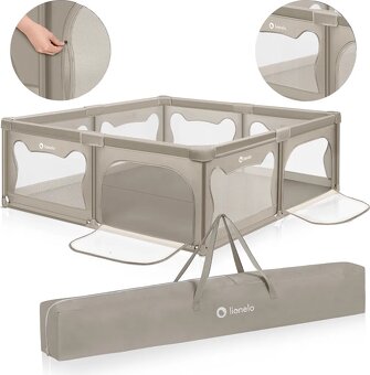 Lionelo Detská ohrádka Willow XL grey concrete 187x207cm - 2