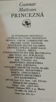 Predám knihu Gunnar Mattsson – Princezná, 1976 - 2