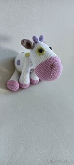 Háčkovaná hračka - ružová kravička - 2