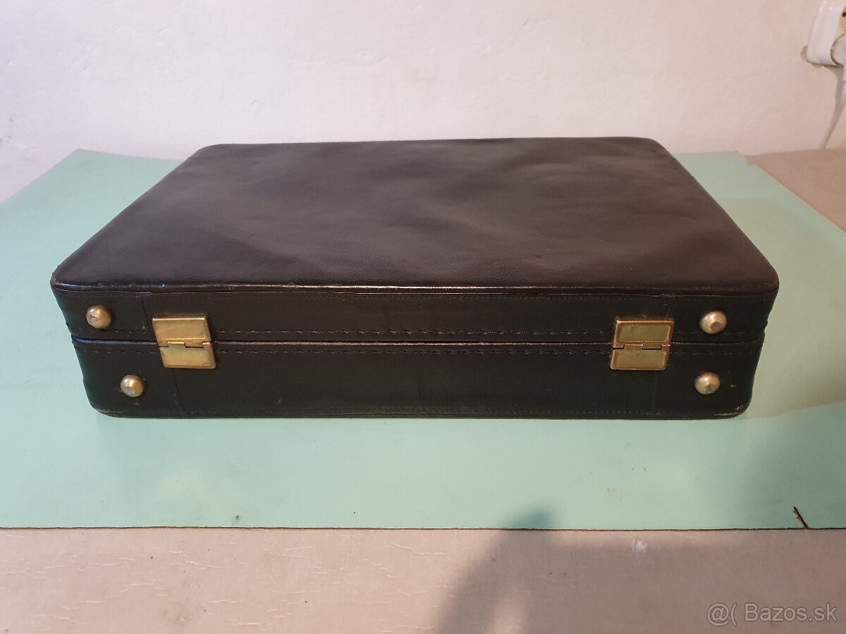 Kožený retro kufor s dvoma kódovými zámkami - 3