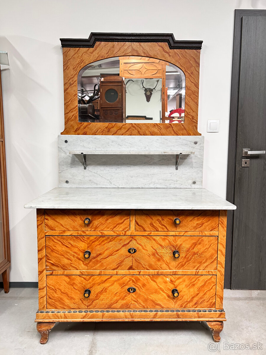 Secesná komoda s mramorom + stolíky - 3