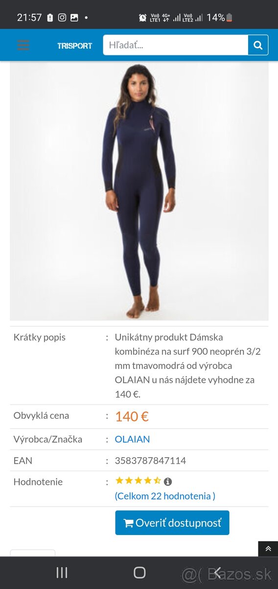 OLAIAN kombineza na surf 900 neoprén 3/2 mm - 3