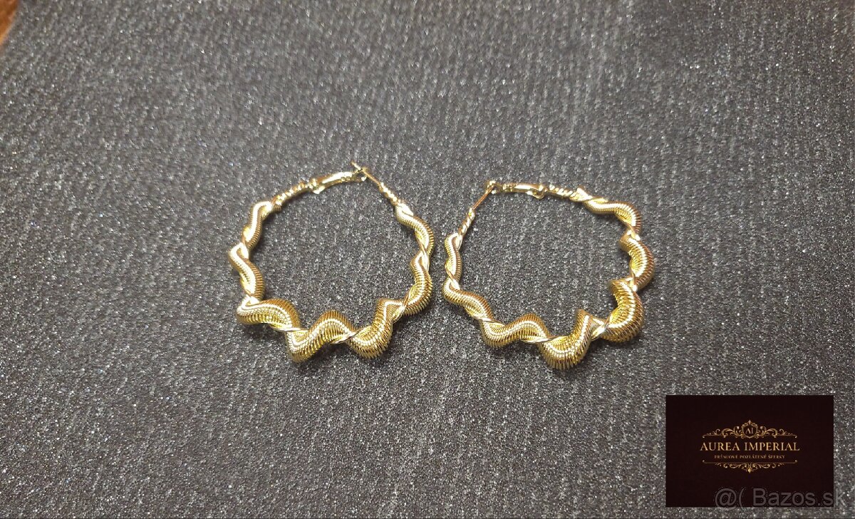 Pozlátené Náušnice pletené kruhy - 3