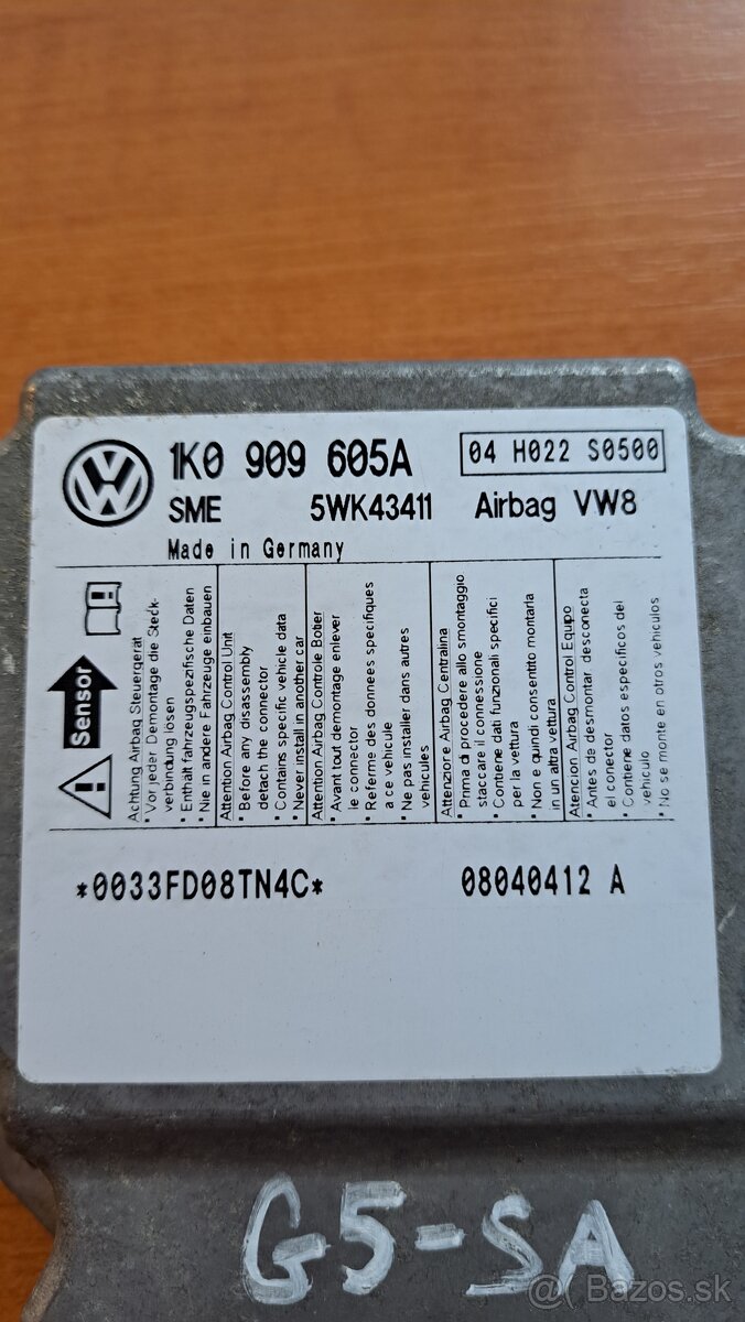 PYROPASY, RJ AIRBAGOV - VW GOLF 5 - 3