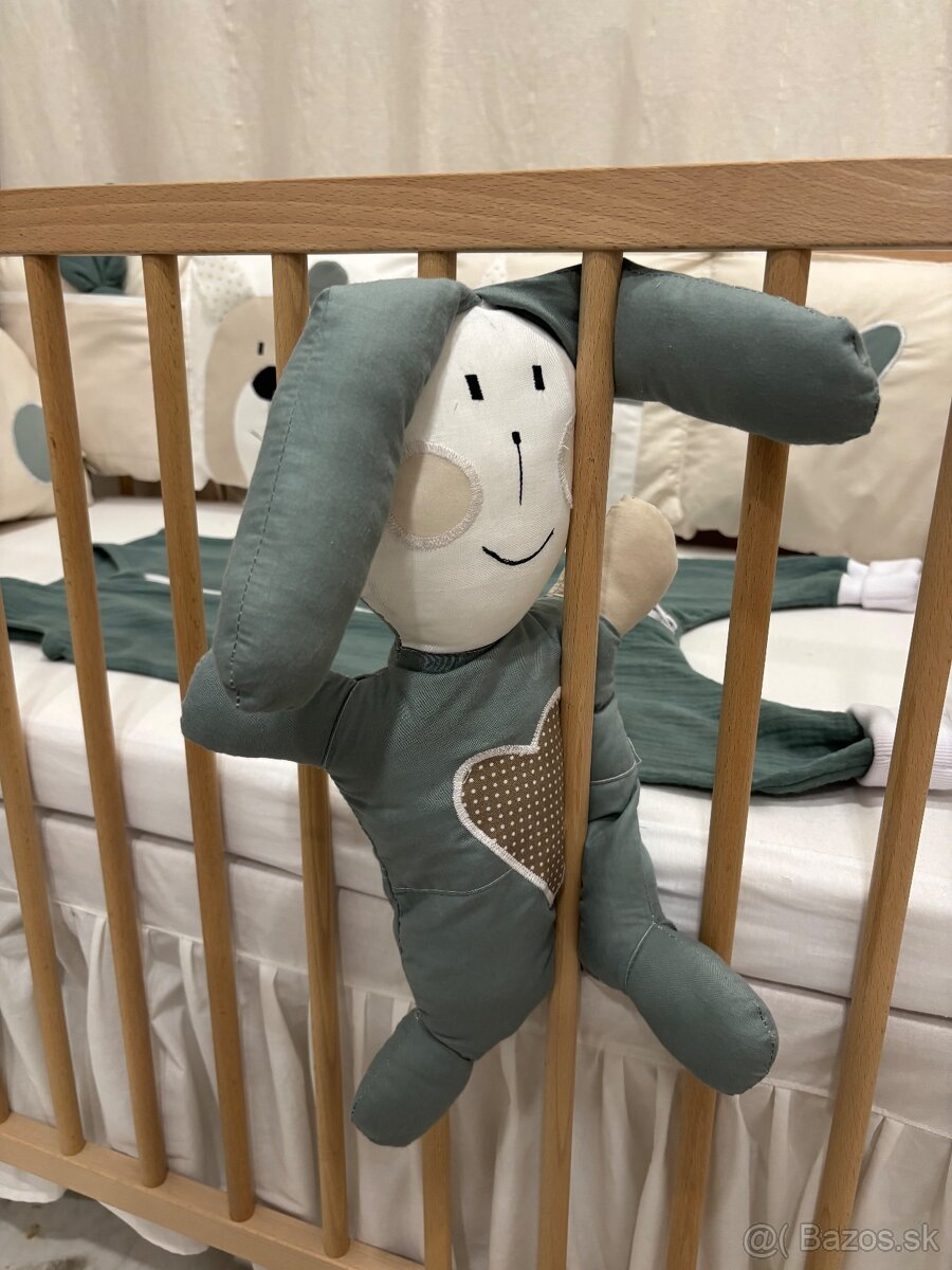 Mušelínový spací vak s vavlneným mantinelom s mackom - 3