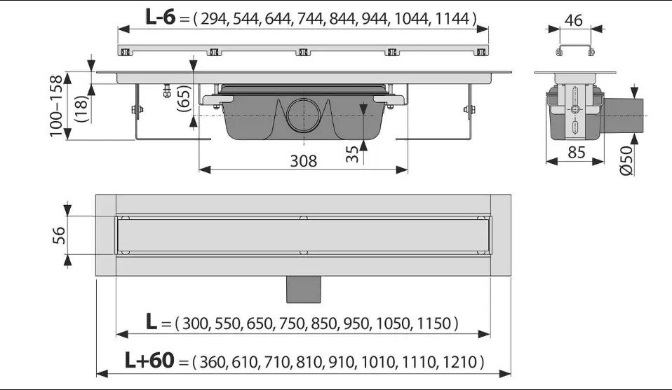 Sprchový žľab ALCAPLAST APZ15-950 nerez - 3