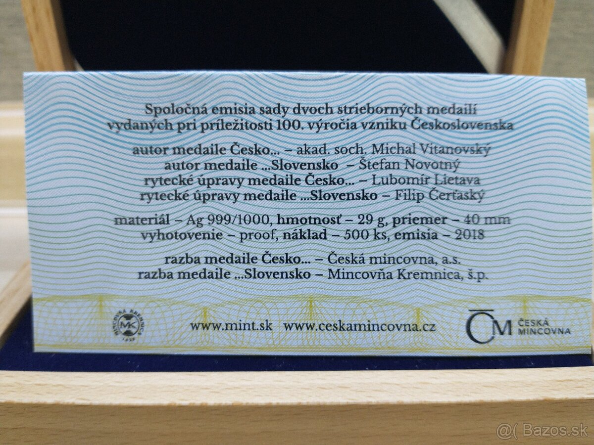 strieborné pam.medaile, vznik ČSR, šlikovského toliar 1519, - 3