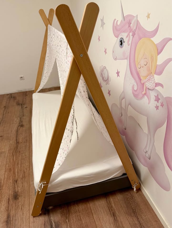 detská posteľ teepee vrátane matraca a roštu - 3