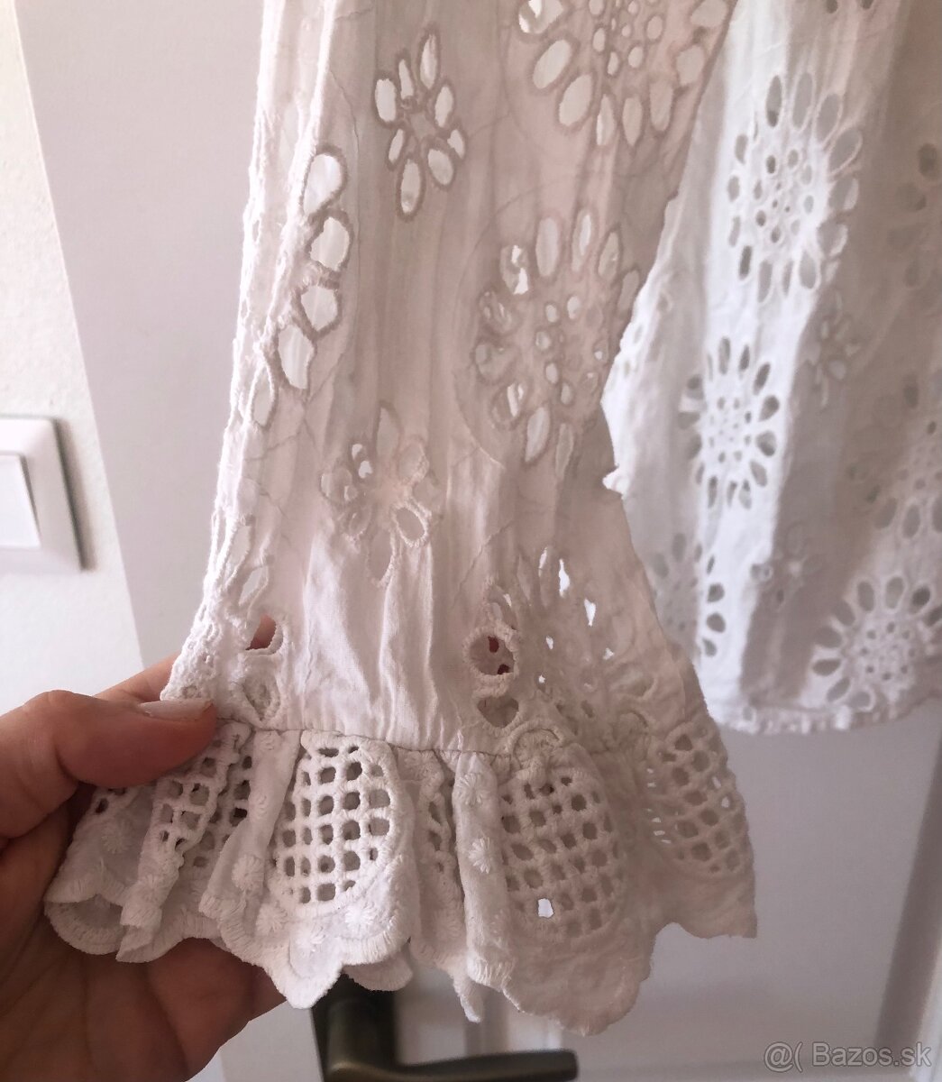 —————-Biela madeirová blúzka Zara, XS/34, 5 E——-— - 3
