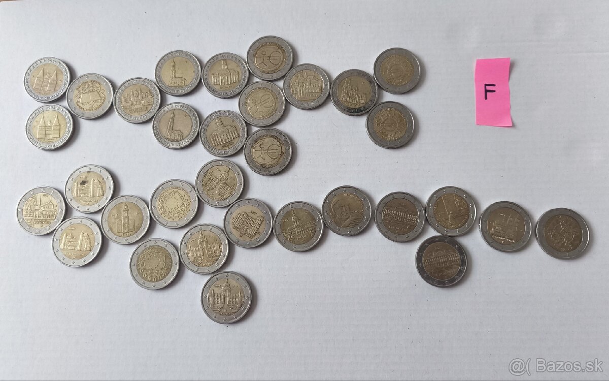 2 € pamätné mince z obehu Nemecko A,D,F,G,J - 3