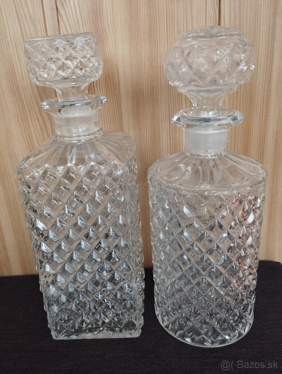 Retro,kryštáľová karafa, súprava - 3