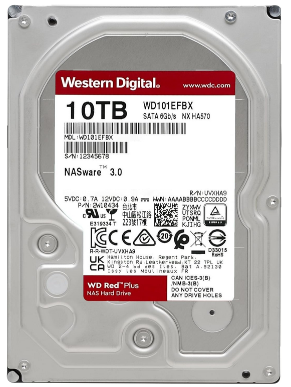 Western Digital WD Red Plus 10TB, 24/7, 512e / 3.5" / SATA - 3