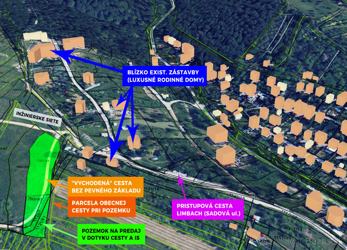 Pozemok LIMBACH, PRI CESTE blízko LUXUSNÝCH RD - VÝHĽAD, IS - 3