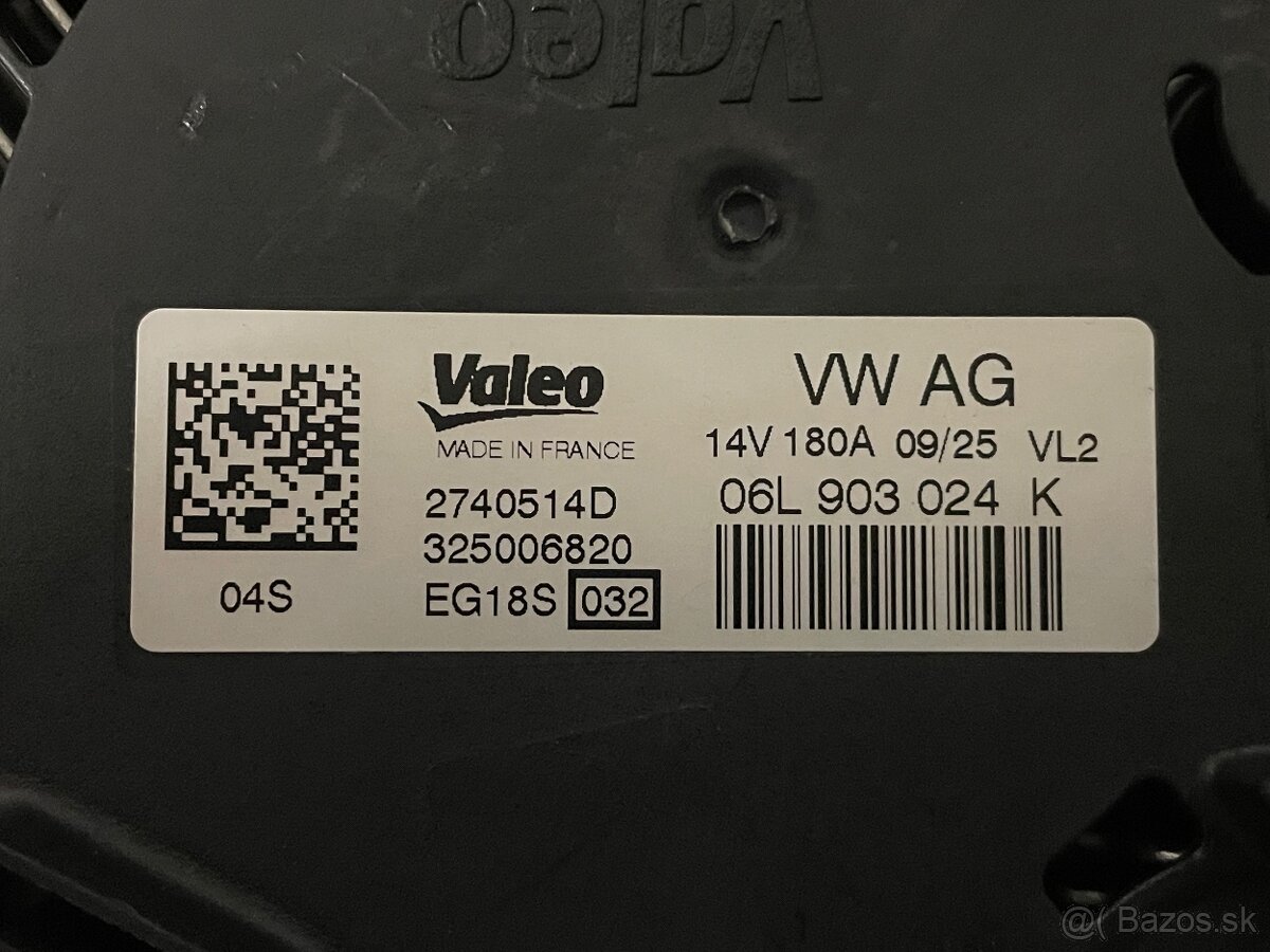 06L903024K ALTERNÁTOR PRVOVÝROBA PORSCHE VW AUDI - 3