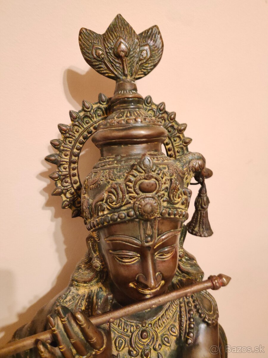 Veľká Socha pána Krišnu zeleno hnedá - 3