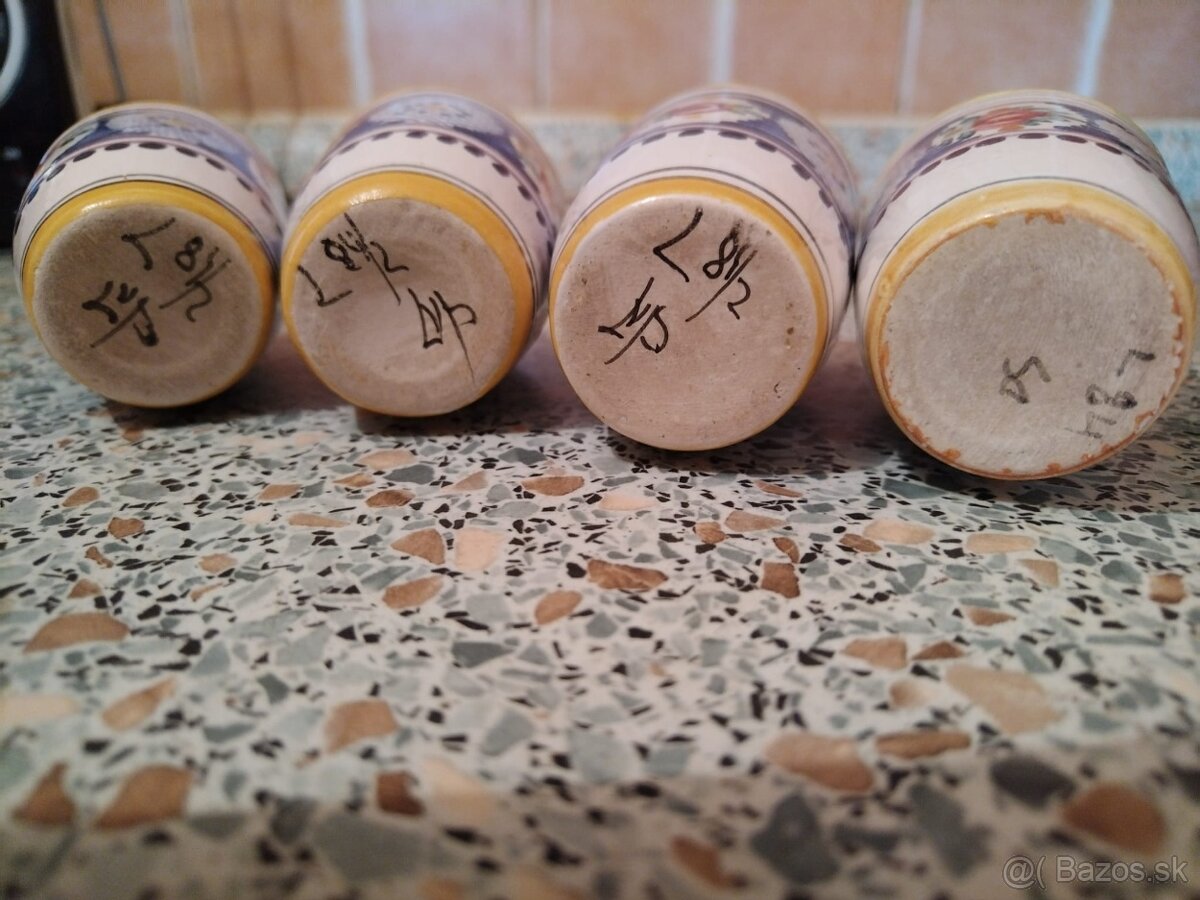 Modranska keramika original - sudok na vino + pohariky - 3