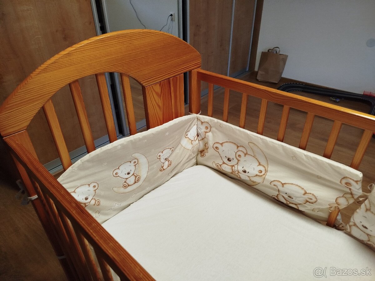 Detská postieľka s matracom a plachtami - 3
