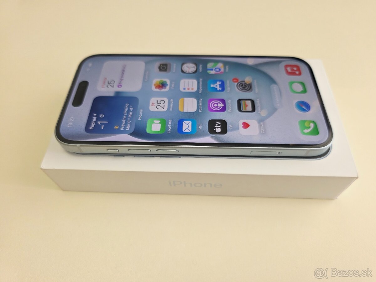APPLE IPHONE 15 128GB,BLUE ,BATERKA 100%.ZÁRUKA - 3