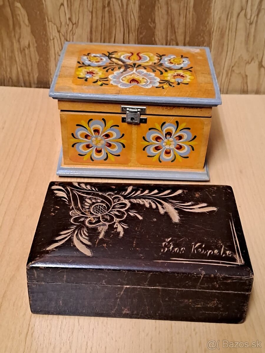 Dřevěné šperkovnice/krabička s folklórními vzory - 3