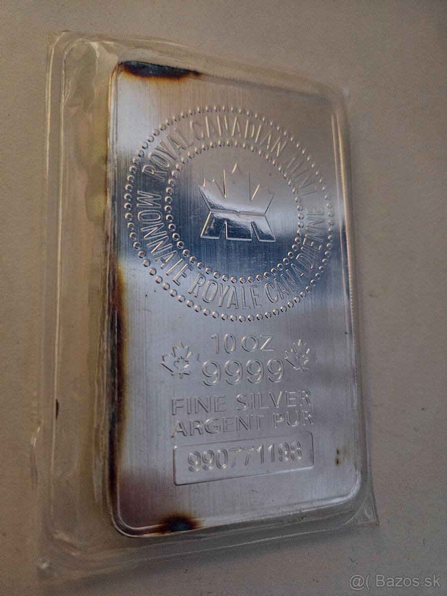 Strieborná tehla 10 oz - Royal Canadian Mint RCM - 3