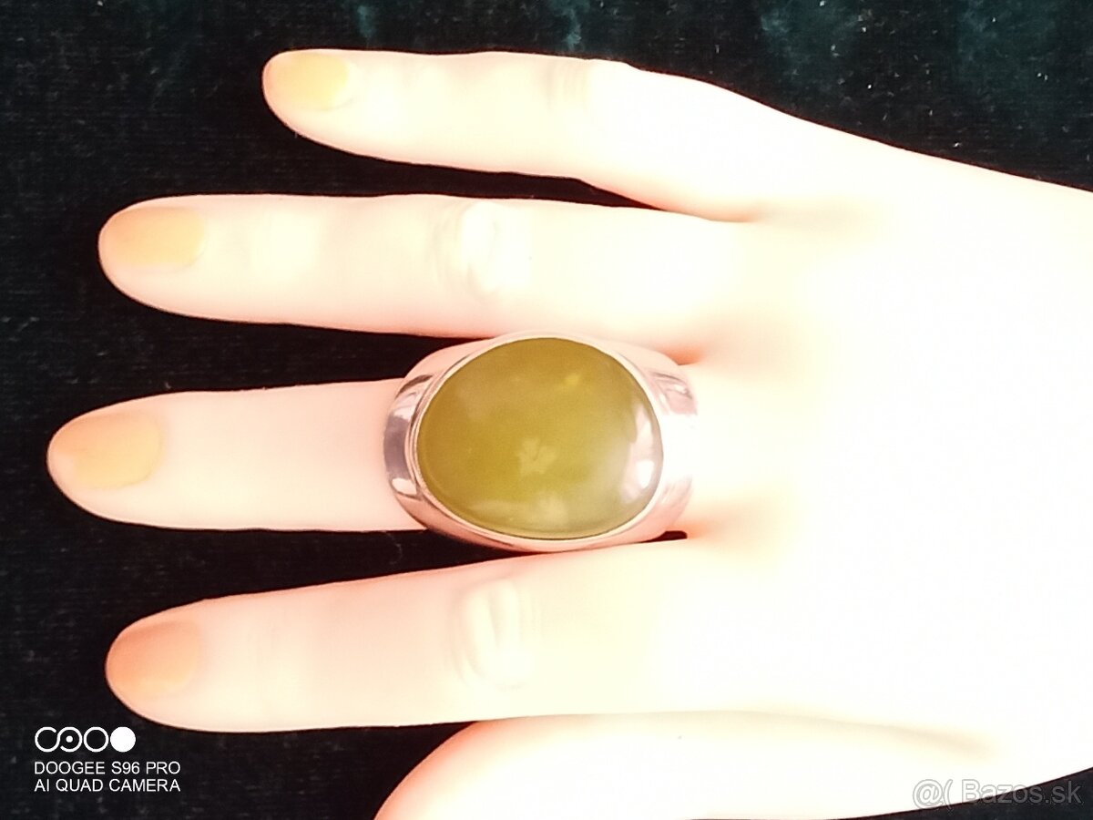 Strieborný prsteň s kameňom/Nefrit/ - 3