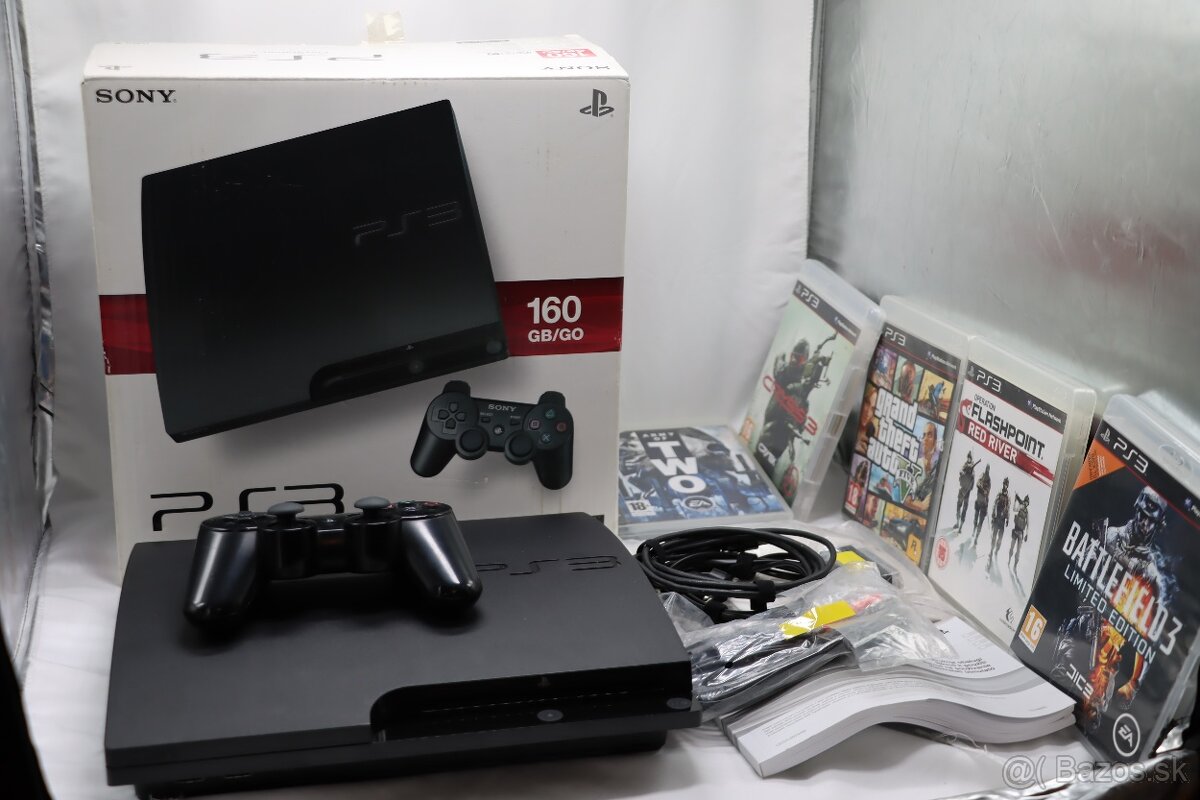 PS3 Slim CECH-3004A 160GB v krabici + 5 hier - 3