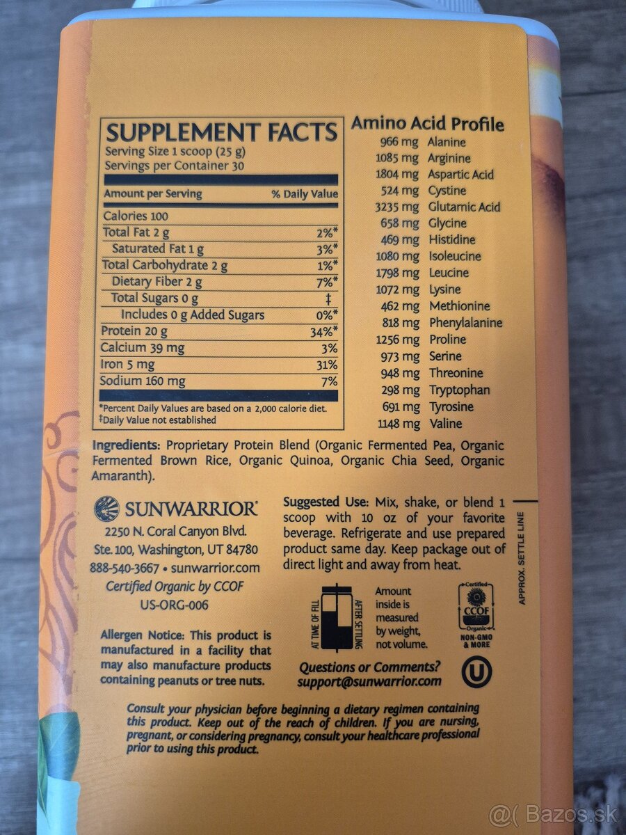 Sunwarrior Protein Classic Plus Natural 750g - 3
