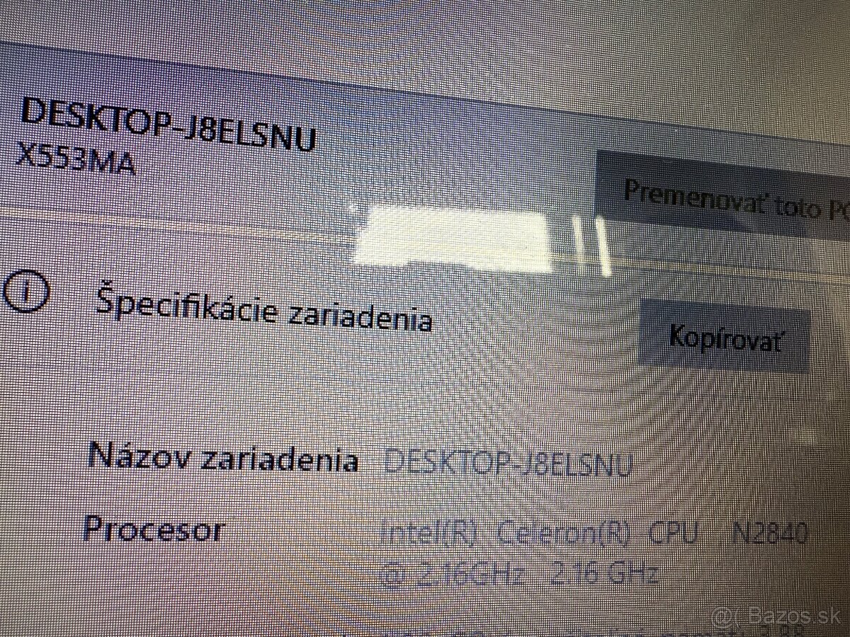 Predám notebook Asus X553M – 8 GB RAM, 512 GB SSD - 3