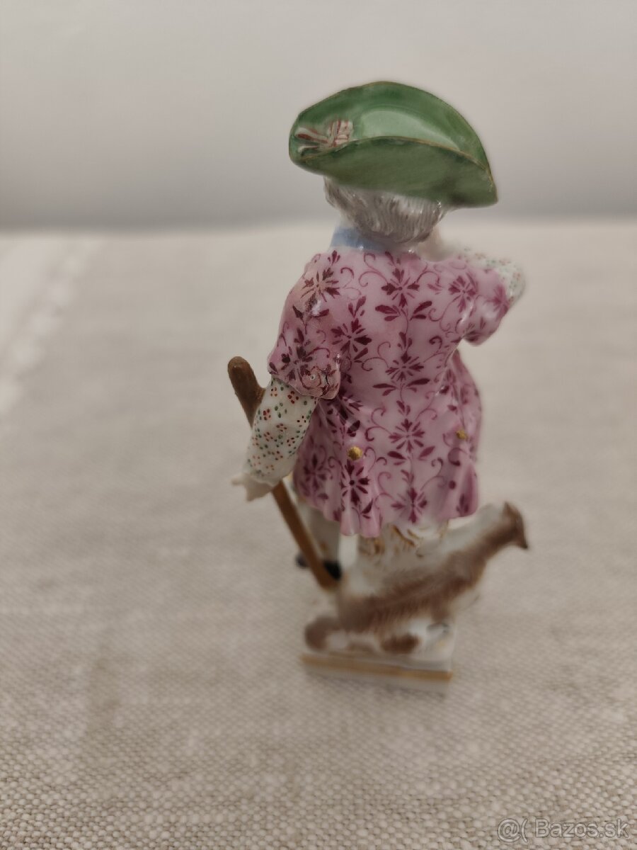 Meissen míšeň chlapec s palicou porcelánová soška - 3